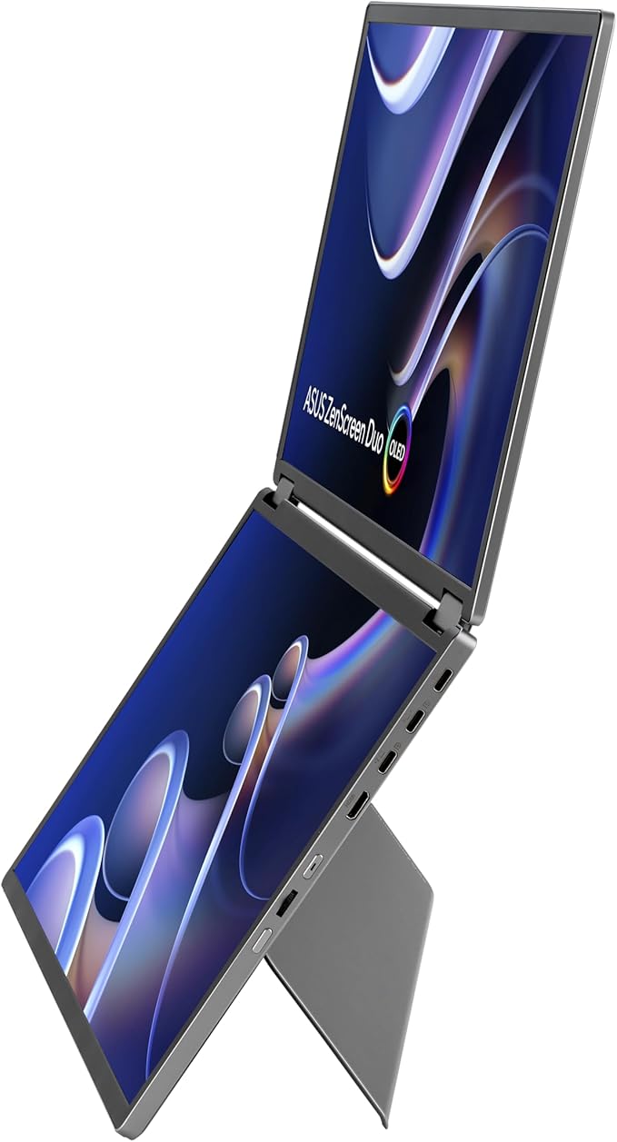 ASUS ZenScreen Duo OLED 360° Foldable Portable Monitor (MQ149CD) - Dual 14-inch 16:10 1920x1200 DisplayHDR400 True Black 100% DCI-P3 Delta&lt2 Dual USB-C Mini-HDMI Kickstand 3 yr Warranty