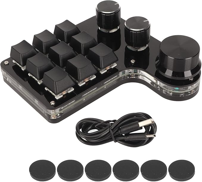 Mini Gaming Keyboard Mechanical Macro MechanicalGaming Keyboard Mini 9 Keys 3 Knobs Handed USB PC Keypad Full RGB Keyboard Gaming Programmable Shortcut Custom Function