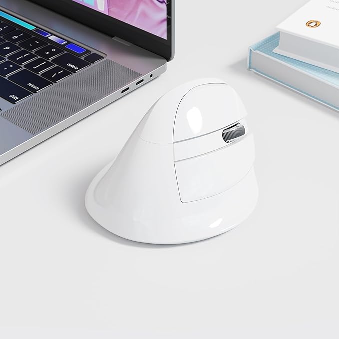 DELUX Wireless Ergonomic Mouse Vertical Mouse for Small Hands Silent Click Ergo Mouse Up to 4000 DPI 6 Buttons Rechargeable 2.4G/BT 5.2 Dual-Mode Compatible with Laptop/PC (M618MINI-White)