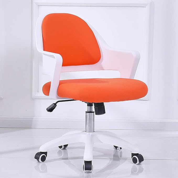 Mlaea Computer Gaming Chair Dining Bedroom Living Room Chair with Backrest and Wheels TV Station Lounge Laboratory Chair 59 * 58 * 84CM(Color:Orange)
