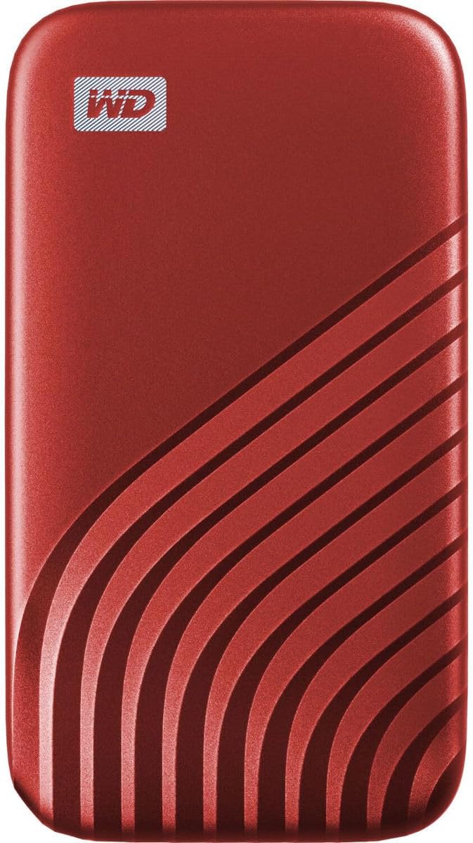 Western Digital 2TB My Passport SSD Portable External Solid State Drive Red Sturdy and Blazing Fast Password Protection with Hardware Encryption - WDBAGF0020BRD-WESN