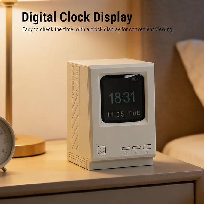 Yosoo Retro Computer Speaker Clock Portable Mini Speaker with USB Charging and Digital Clock Display for Desktop and Outdoor Use