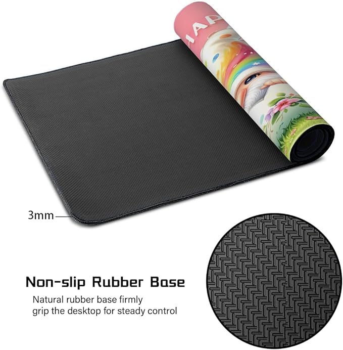 Large Easter Mouse Mat Computer Mousepad with Non-Slip Rubber Base Waterproof Mouse Pad Desktop Keyboard Pad for GamerHome School Laptop Office Accessories16x35.5inA (24)