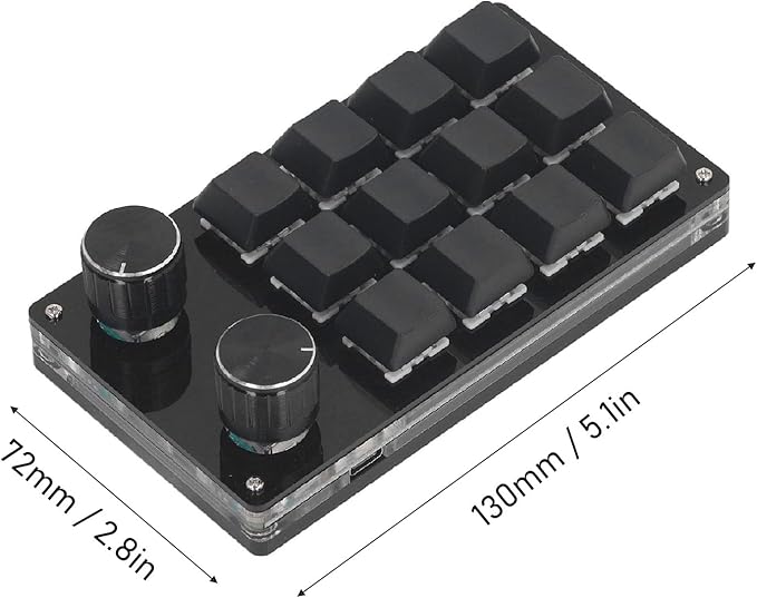 Mechanical Gaming Keyboard 12 Programmable Keys Knobs Wired Red Switch for Office Gaming Music