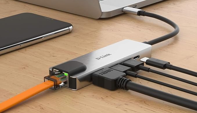 D-Link DUB-M520 5-in-1 USB-C Hub with Power Delivery HDMI 1.4 Gigabit Ethernet RJ-45 and 2 USB 3.0 Ports for MacBook Pro 2016 or Later MacBook Air 2018 Chromebook and Surface Pro 7