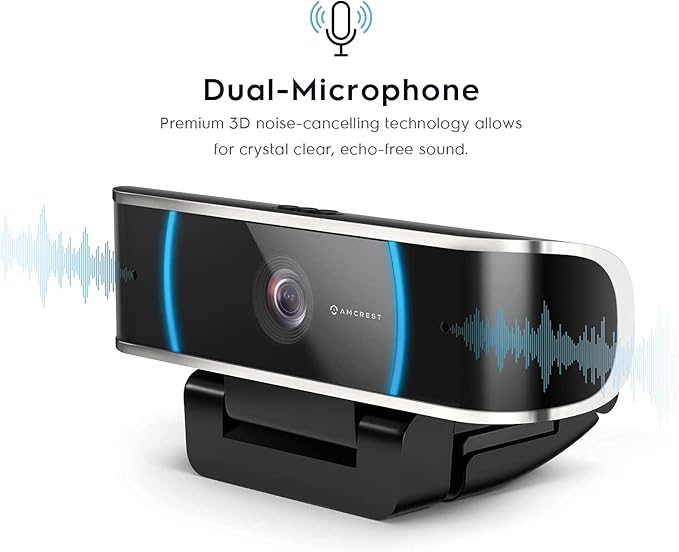 Amcrest 5-Megapixel Webcam with Microphone Web Cam USB Camera Computer HD Streaming Webcam for PC Desktop &amp Laptop w/Mic Wide Angle Lens &amp Large Sensor for Superior Low Light (AWC5100)