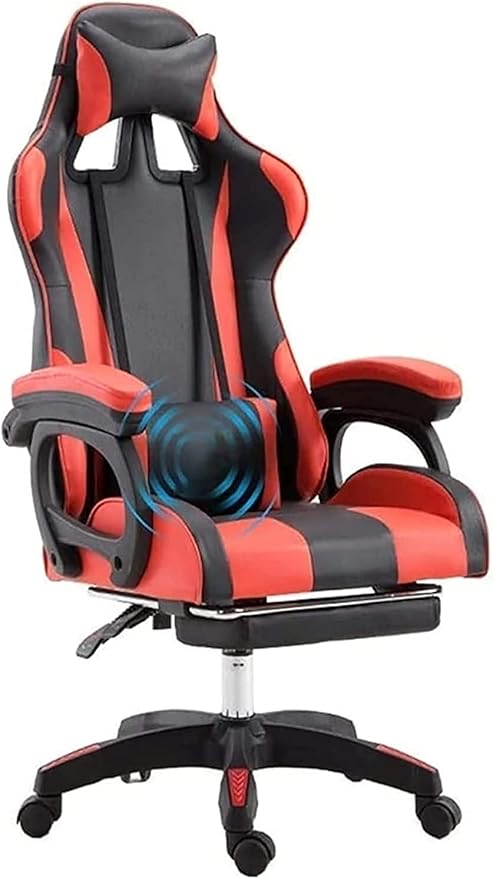 Office Office Chair E-Sports Chair Ergonomic Table and Chair High Back Racing Chair Game Office Chair Footstool Computer Chair Chair (Color:Red)