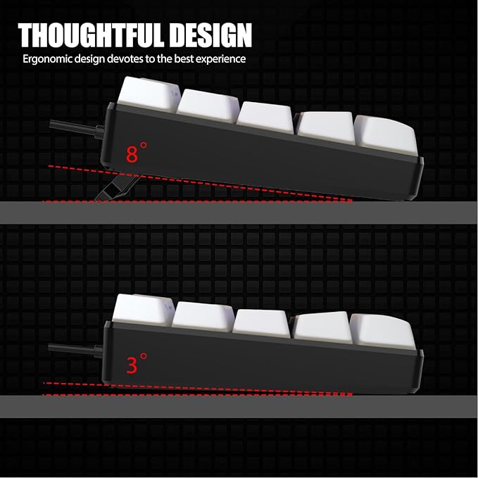 60% Wired Gaming Keyboard Mechanical Feeling Mini Gaming Keyboard RGB Backlit 61 Key Ultra Compact Keyboard Ergonomic Keyboard for Laptop PC (Black)