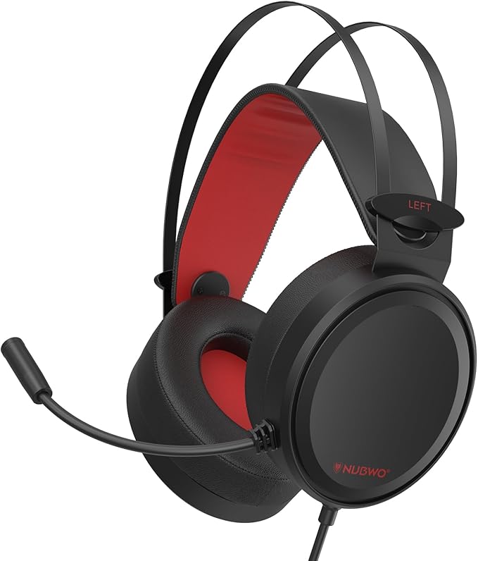 NUBWO Gaming headsets PS4 N7 Stereo Xbox Headset Wired PC Gaming Headphones with Noise Canceling Mic Over Ear Gaming Headphones for PC/MAC/PS4/PS5/NS/Xbox 1 (Adapter Not Included) -Red