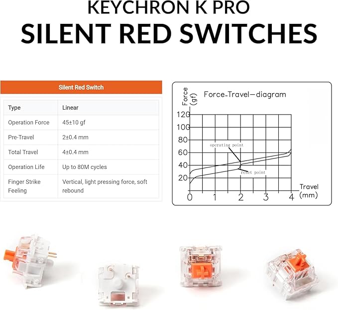 Keychron K8 Wireless Mechanical Keyboard – Silent Red Switch for Quiet Office and Gaming TKL 87 Keys Soft White LED Backlight Bluetooth &amp USB-C Wired Connectivity Compatible with Mac and Windo