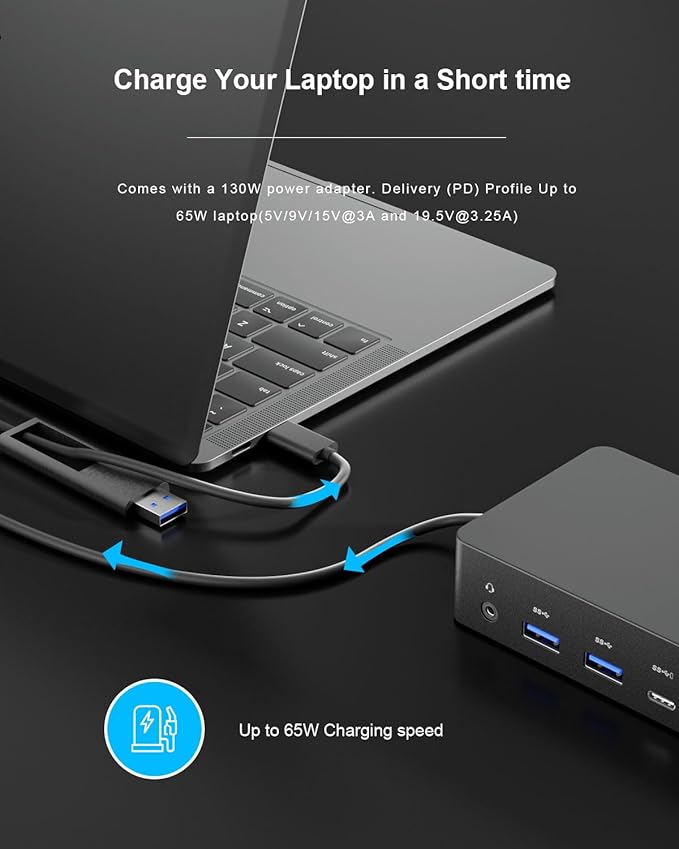 D6000 Universal Docking Station Up to Triple 4K or Single 5K Display by USB-C Compatibility with Windows and MacOS