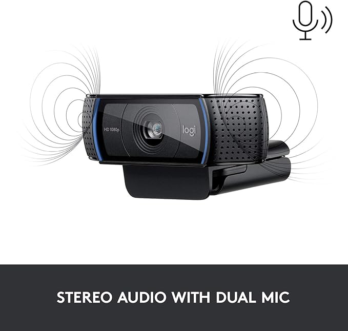 Logitech HD Pro Webcam C920 Widescreen Video Calling and Recording 1080p Camera Desktop or Laptop Webcam