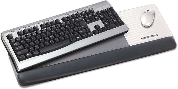 3M Antimicrobial Gel Mouse Pad/Keyboard Wrist Rest Platform 25.5 x 10.6 Black/Silver