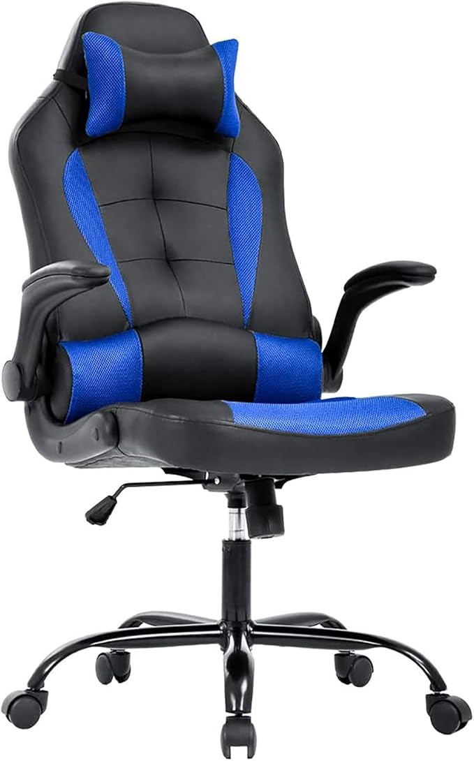 PC Gaming Chair Blue Gaming Chair w/Adjustable Headrest and Lumbar Support Home Office Compuetr Chair High Back Ergonomic Chairs Racing Game Chair for Kids