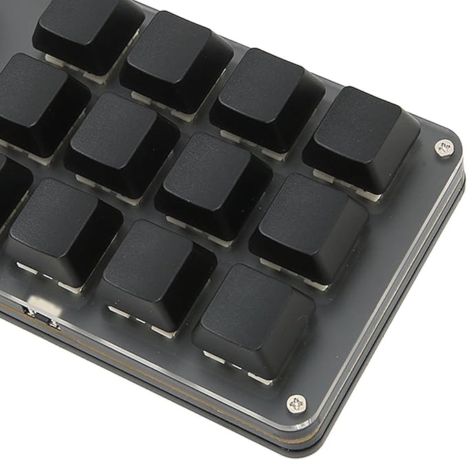 Zunate Mini Macro Mechanical Gaming Keyboard 12 Keys 3 Knobs One Handed USB PC Keypad Programmable Shortcut Custom Function Keyboard for Game Office (Wired USB)