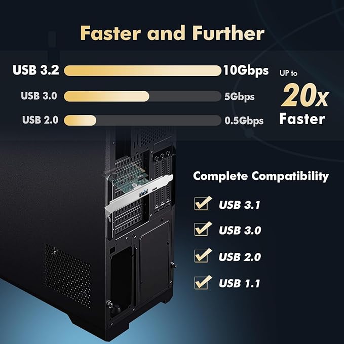 Binardat PCIE to USB 3.2 Gen2 10Gbps Expansion Card 2 Port USB Type-A and Type-C Ports Self-Powered Low Profile Bracket USB3.2 Hub Controller Adapter for Windows 10/11