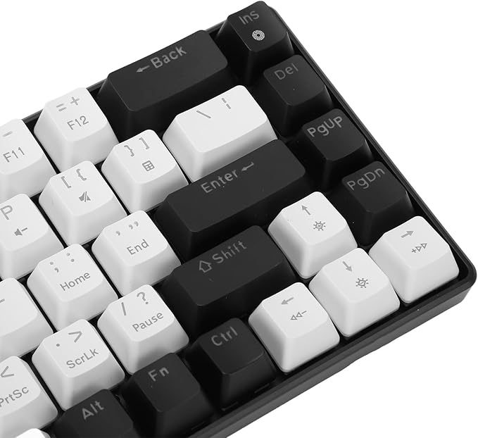 Yoidesu LED Backlit Mechanical Gaming Keyboard 68 Key RGB Mechanical Keyboard with 5.7ft Detachable Cable for OS X Linux System (Black and White)