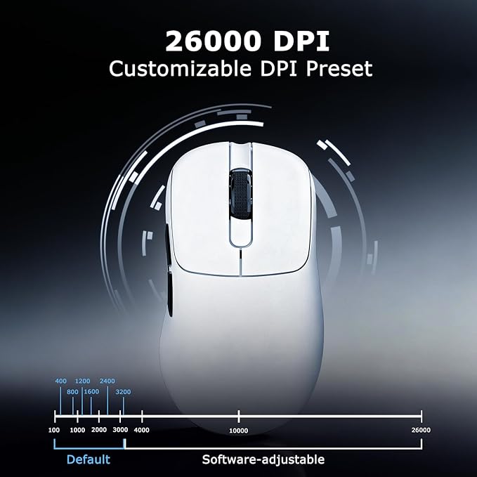 AJ179PRO PAW3395 26000 DPI Gaming Mouse 8000Hz Polling Rate 58g Ultra-Light Tri-Mode (2.4G/Wired/Bluetooth 5.2) Magnetic RGB Charging Dock Ergonomic Right-Hand Design White