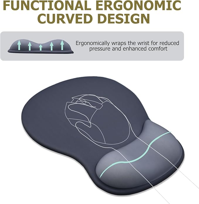 Gel Mouse Pad with Wrist Rest Ergonomic Office Keyboard Wrist Rest and Mousepad with Wrist Support Computer Mouse Pad with Non-Slip PU Base and Desk Accessories Mat for Home &amp Gaming Onyx Black