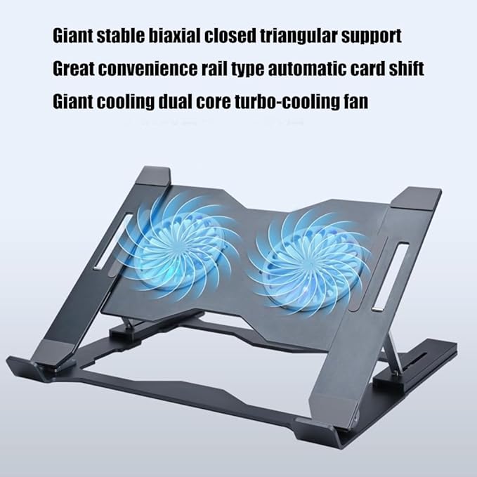 Gaming Laptop Cooling Bracket with LED Light Effects Aluminum Alloy Ventilated Notebook Holder for Most Notebook
