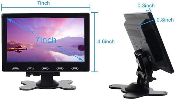 SallyBest® 7 Inch Ultra Thin 16:9 HD 800x480 TFT LCD Color Display Headrest Monitor Touch Button Monitor Screen Support AV HDMI VGA Video Input