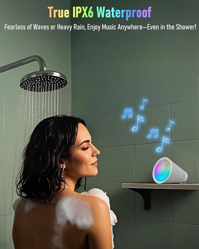 Portable Bluetooth Speaker Wireless with 9 Color Lights 20H Playtime Stereo Pairing Deep Bass IPX6 Waterproof Bluetooth 5.3 Small Speaker for Home Party Outdoor Camping Beach Gift