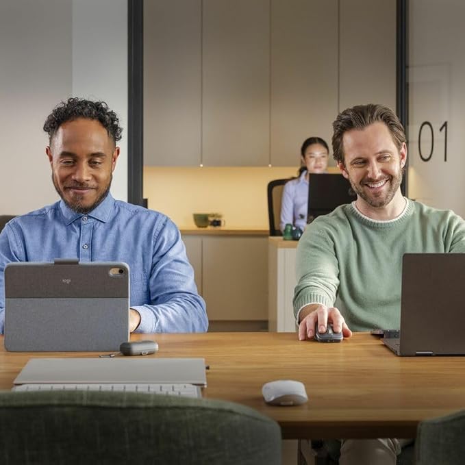 Logitech MX Anywhere 3S Compact Wireless Mouse Fast Scrolling 8K DPI Any-Surface Tracking Quiet Clicks Programmable Buttons USB C Bluetooth Windows PC Linux Chrome Mac - Pale Grey