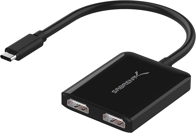 SABRENT USB Type C Dual HDMI Adapter [Supports Up to Two 4K 30Hz Monitors Compatible with Windows Systems Only] (DA-UCDH)