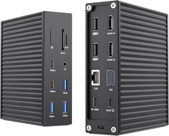 ACASIS USB C Docking Station Dual Monitor16-in-1 Laptpop Docking Station with 2* HDMIVGA2.5G EthernetSD/TF10Gbps USB-C 3.13.5mm AudioPD100WUSBC Hub for Dell/Lenovo/HP/ThinkPad (Black)
