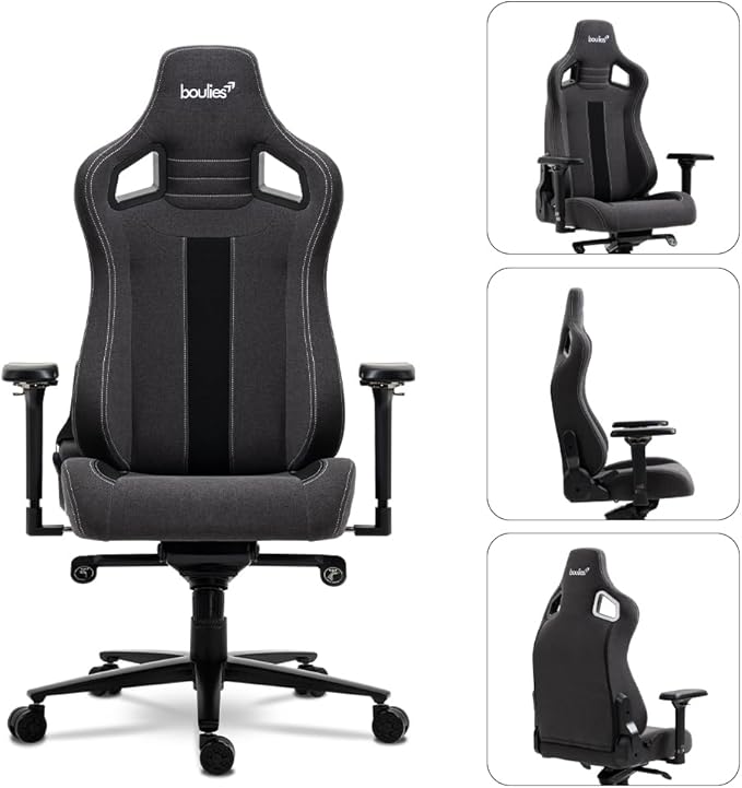 boulies Elite Gaming Chair Ergonomic Computer Chair with 4D Armrests Adjustable Reclining Office Chair with Head Pillow and Lumbar Support (Charcoal Grey Standard)