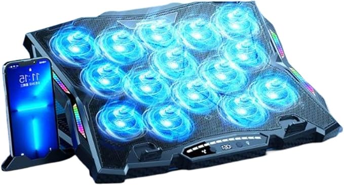 Enhances Laptop Cooling Pad for Quiet Gaming for 14in-21Inch Laptops MultiAngle Stand Phone Slot LED Laptop Coolers