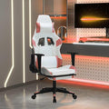 White Pink Faux Leather Gaming Chair Ergonomic Reclining Office Desk Chair with Footrest USB Massage Lumbar Support