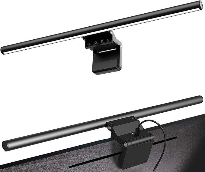 Monitor Light Bar 19.7” No-Glare Asymmetric Screen Lamp Auto-Dimming CRI Ra97 2700K–6500K &amp Stepless Dimming Touch Control Includes 5V/2A Adapter Fits 0.2–1.1” Monitors (Not for Laptops)