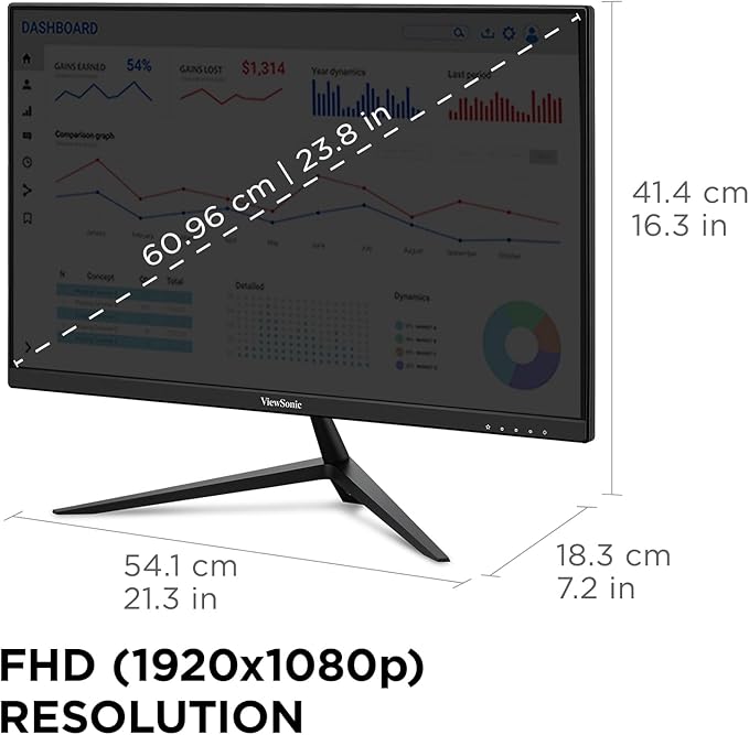 ViewSonic VX2428A 24 Inch 1080p 0.5ms 180Hz IPS Gaming Monitor with FreeSync HDMI 1.4 and DisplayPort Inputs