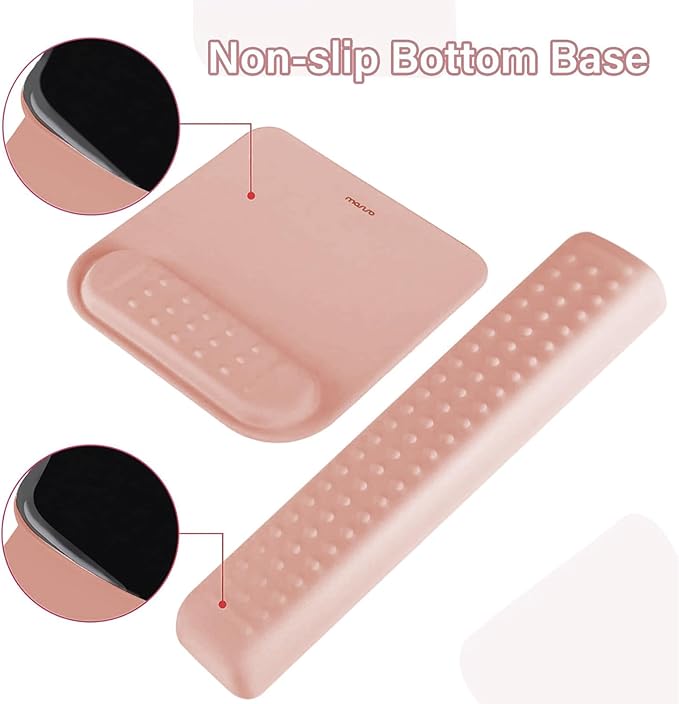 MOSISO Computer Keyboard Stand&ampWrist Rest Support for Keyboard &ampMouse Pad Set Ergonomic Massage Wrist Rest Set Easy Typing Working Acrylic Clear Stand for Office Home Mocha