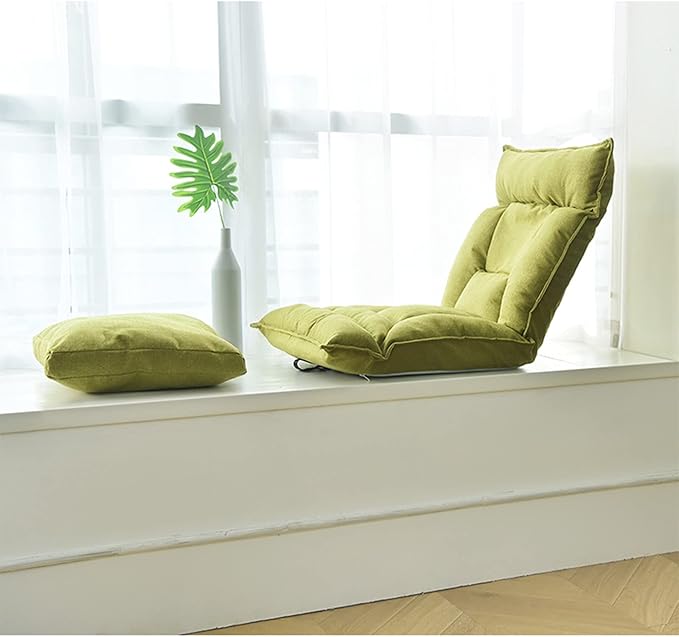 Breastfeeding Floor Chair with Pillow Floor Seating Foldable Adjustable Backrest Comfortable Washable Lazy Sofa for Meditation/Reading/TV Watching/Gaming/Breastfeeding/CampingFruit Green