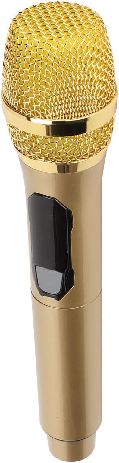 BAFOVY Home Microphone Microphone for Home 40MHz Digital Modulation Dynamic Live Sound Card Mic 50m for Outdoor Home Conference with LED Screen 3.5mm Adapter (Gold)