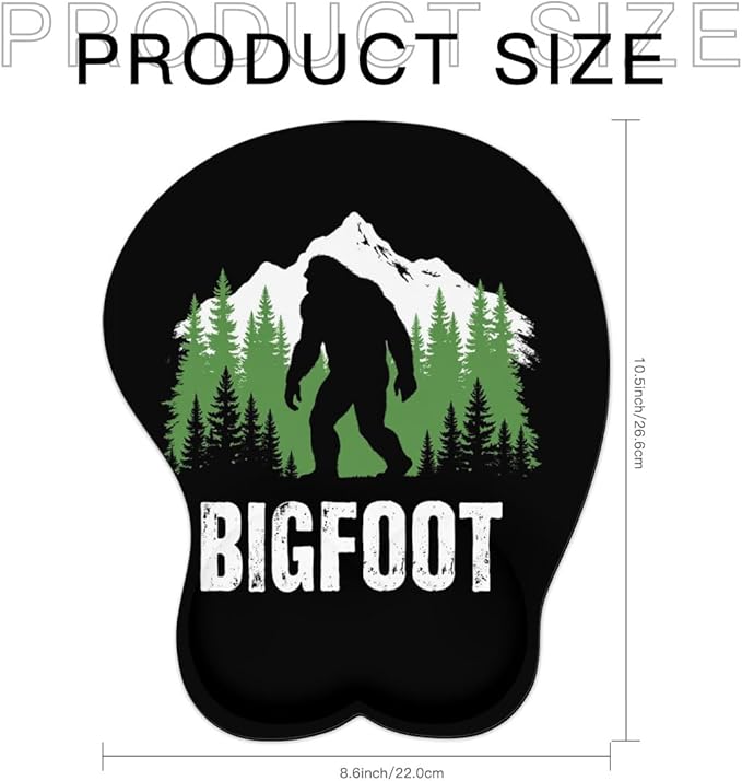 Mousepad Bigfoot Forest and Mountains Sasquatch Ergonomic Wrist Support Non-Slip Base Mouse Mat with Wrist Rest Computer Mousemat for Desk Work Accessories Pad