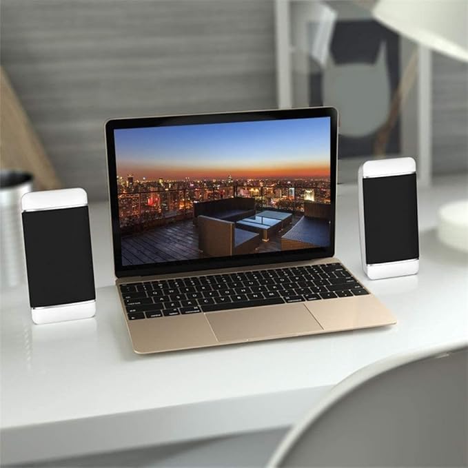 Computer Speakers with USB Powered 3.5 mm AUX-in Portable Speaker for Computer Laptop Notebook Desktop (Color : White)