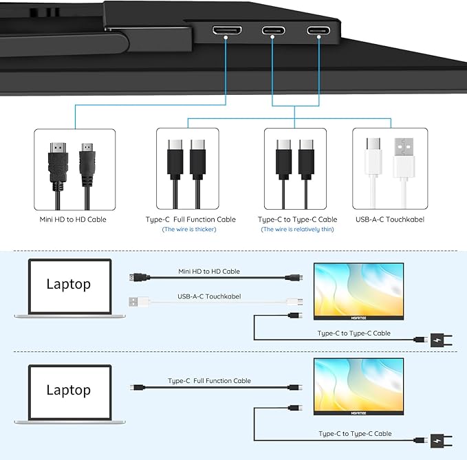 Portable Monitor Touchscreen 14 1920x1200 60Hz USB-C &amp FHD External Display Touch Screen for Laptop/Mac/Gaming/Office VESA Mountable Travel Monitor with Built-in Speakers-LCD Panels