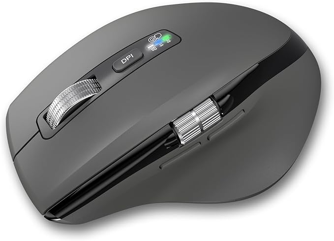 Wireless Side Scroll Mouse with Multi-Device Ergonomic Computer Mice with Smart Flying Scroll Quiet Click 4-Level DPI for Computer Laptop iPad Tablet MacBook (Grey)