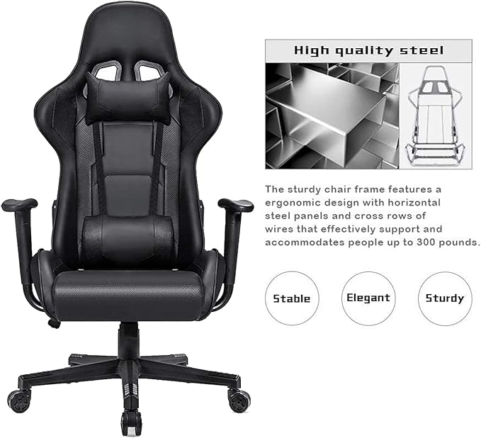 WANYE Adult Gaming Chair Gaming Chair Gaming Chair with Massage Reclining Gaming Chair High Back PC Gaming Chair Ergonomic Gaming Chair (Red) Black