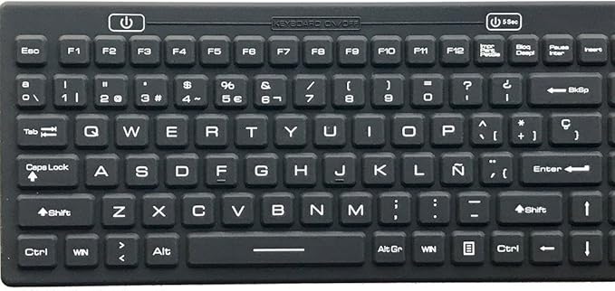 DS International Spanish Layout Backlit Industrial Silicone Full Size Keyboard with IP68 Protection - IKB106BL-S