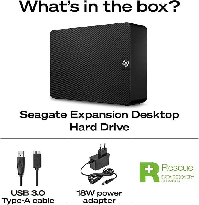 Seagate Expansion 12TB External Hard Drive HDD - USB 3.0 with Rescue Data Recovery Services (STKP12000400)