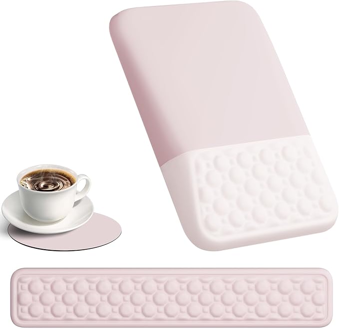 Ospelelf Ergonomic Mouse Pad and Keyboard Wrist Rest Typing Wrist Pad with Support Desk Mousepad Set for Office Pink