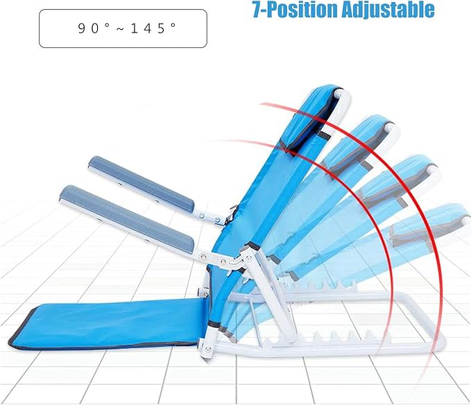 Adjustable Padded Multi-Function Comfy Backrest Foldable Breathable Fabric Adjustable Sit-Up Bed Backrest Support for Beach Travel Lounge CampingBlue for Bed