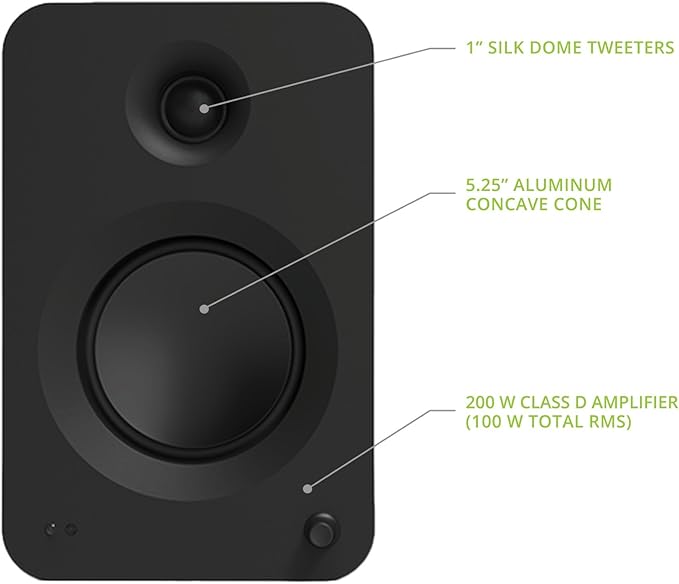 Kanto REN MB Bluetooth Powered Bookshelf Speakers - Matte Black Pair with 1 Year Amber Protection Extension Plan (2024)