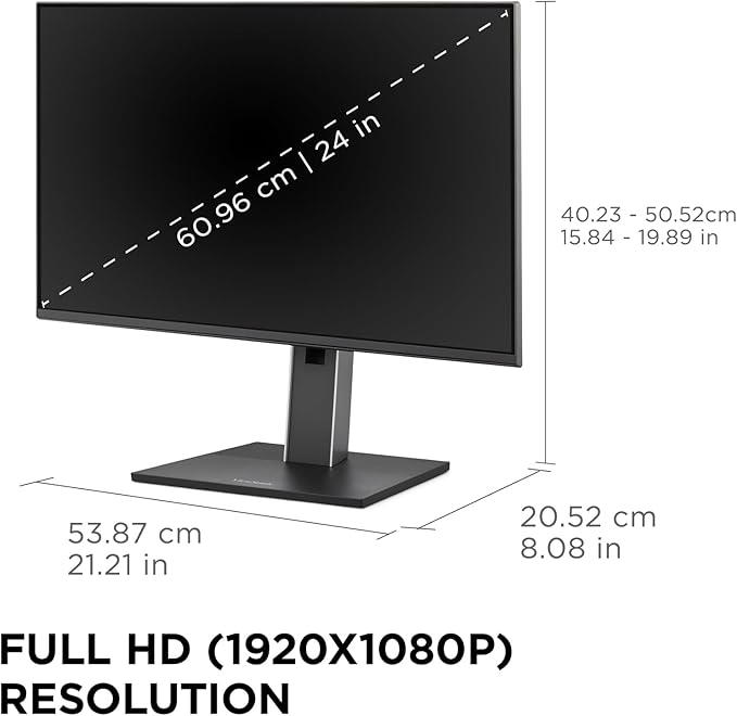 ViewSonic VG2458 24 Inch 1080p IPS Docking Monitor with Advanced Ergonomics 100W USB C 5-Port USB Hub HDMI DisplayPort and Daisy Chain for Home and Office