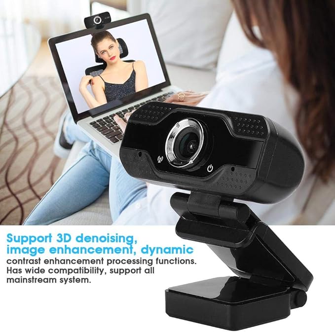 1080p HD Webcam with Microphone for Desktop - USB Plug and Play Online Class Camera Built-in Audio Pickup Perfect for Streaming &amp Video Conferencing