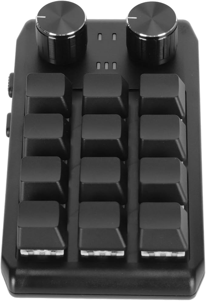 GOWENIC Mini Keypad Programmable Gaming Keyboard 12 Key Mechanical Keypad with Red Switches 2 Knobs Custom Macro Shortcut Keys for PC Gaming Multimedia